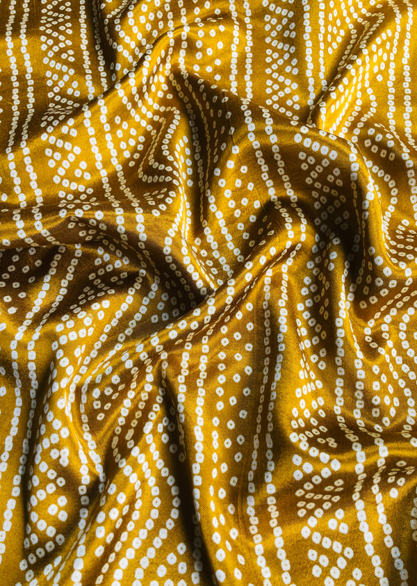 Yellow Bandhej Print Modal Satin