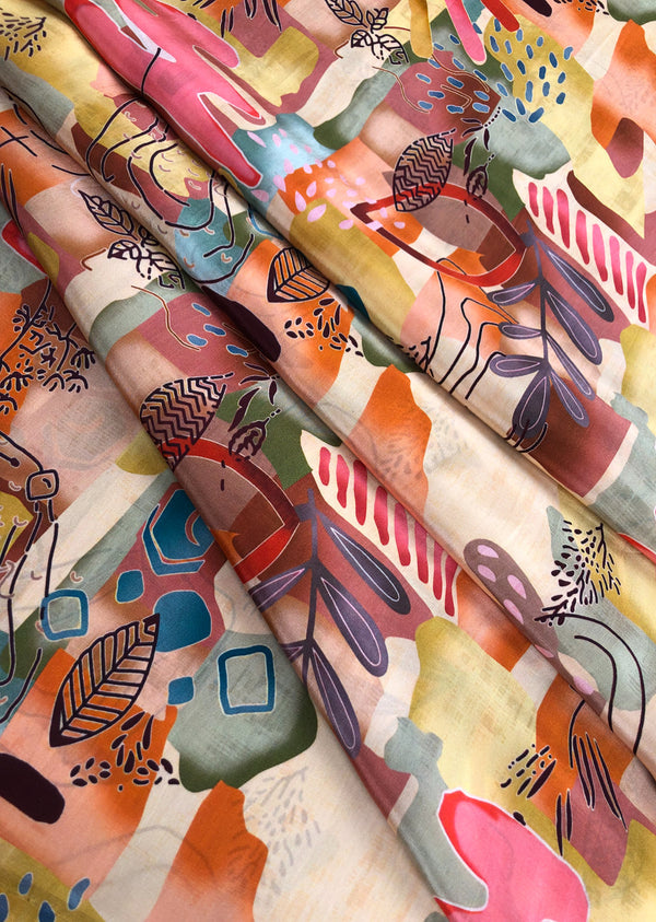 Multicolor Abstract Print Crepe