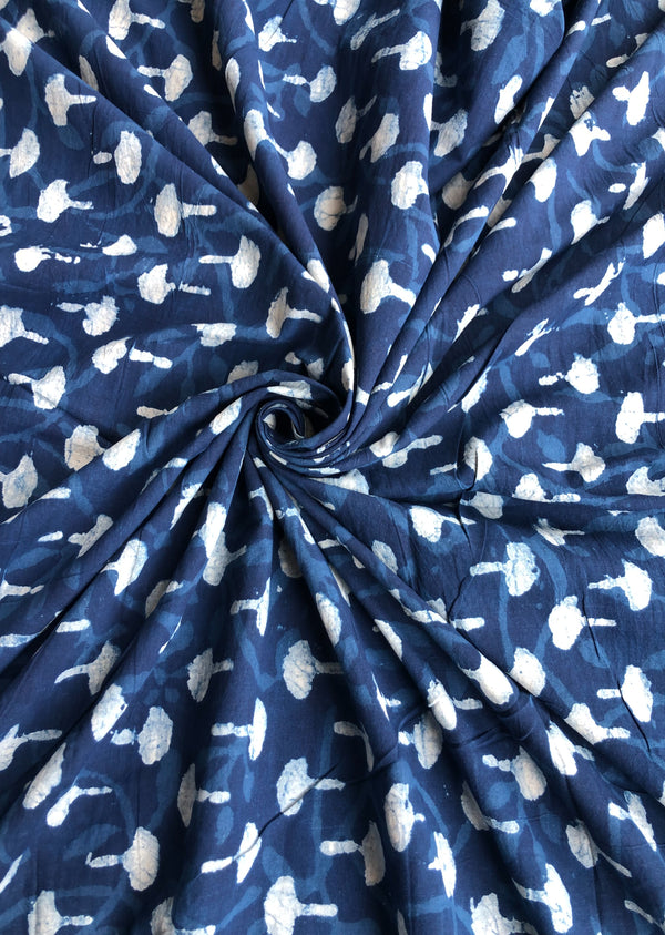 Floral Motif Print Indigo