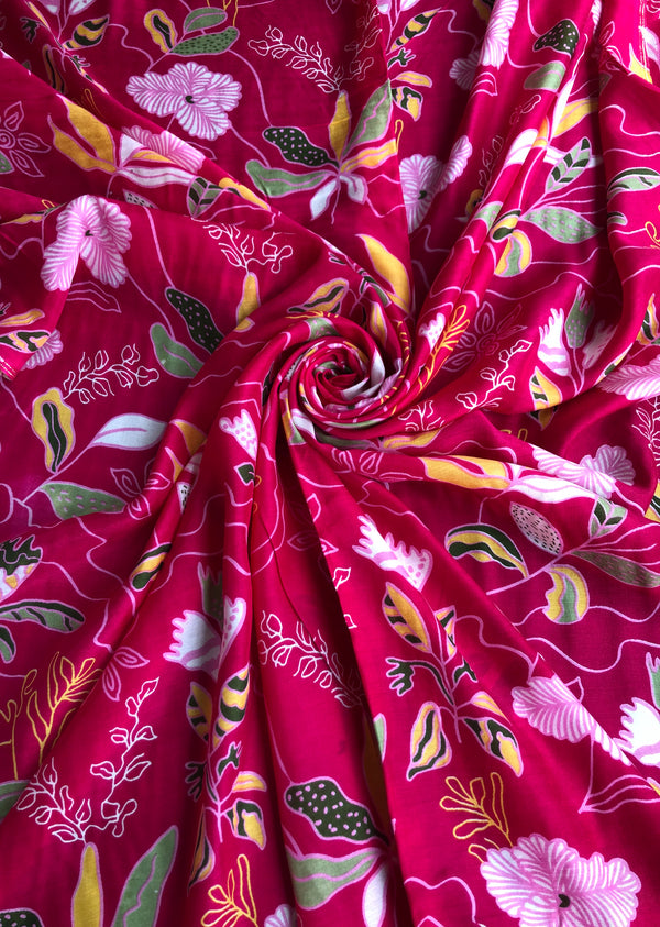 Pink Floral Print Muslin