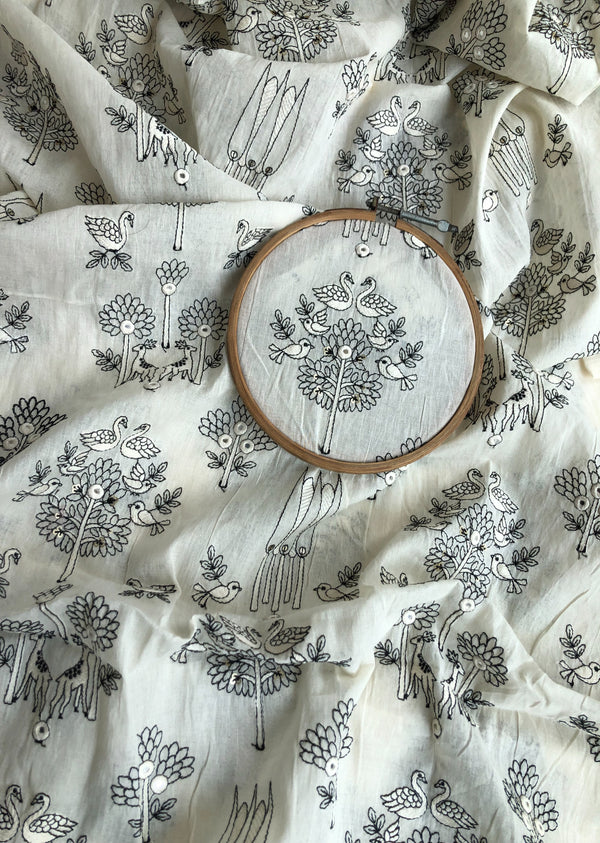 White Embroidered Cotton