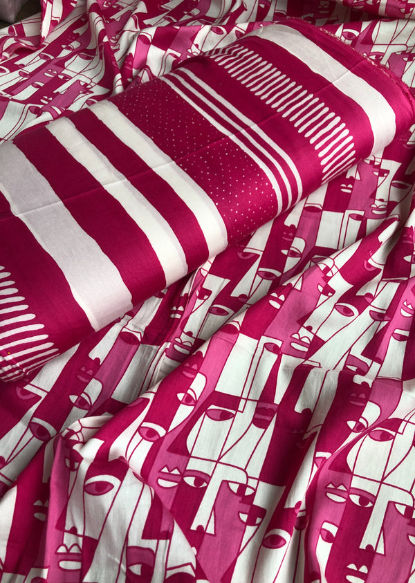 Pink Abstract Print Cotton Set