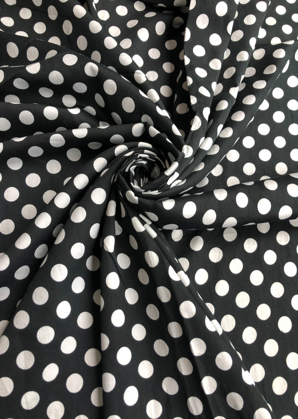 Black Polka Dot Cotton Silk