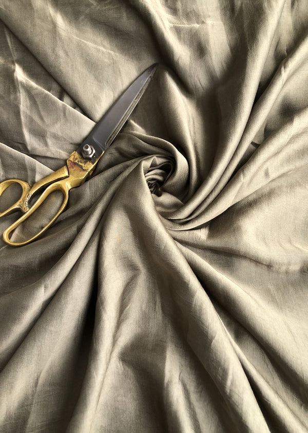 Greyish Green Plain Mini Silk