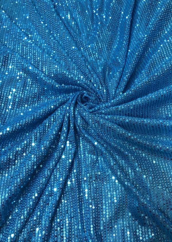 Blue Sequins Embroidered Imorted Net