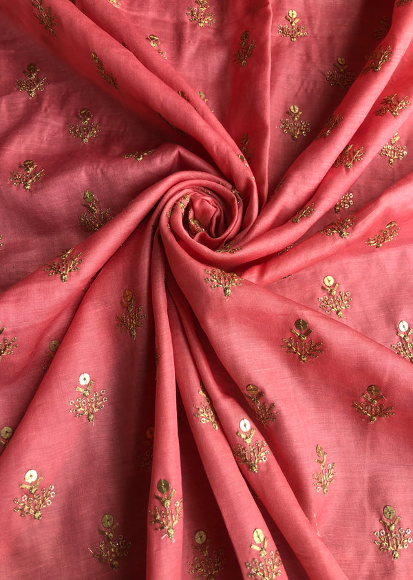 Pink Embroidered Silk
