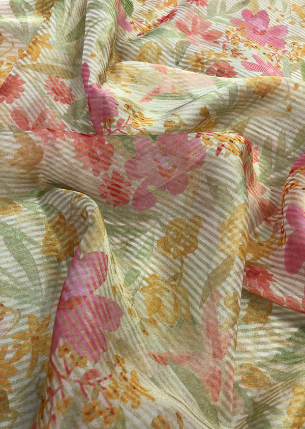 Off White Floral Print Tissue