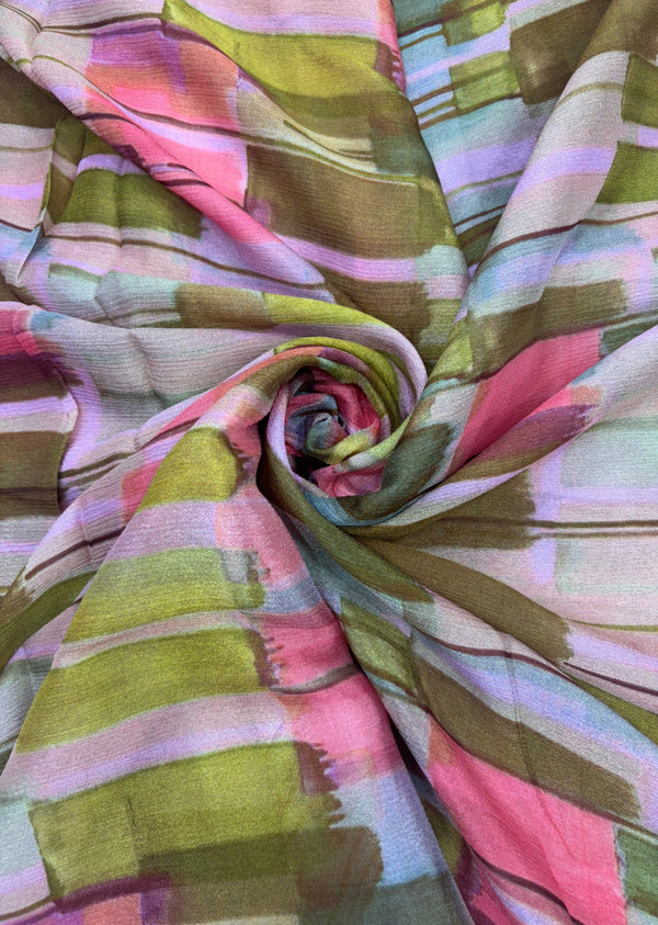 Multicolor Abstract Print  Chinon Chiffon
