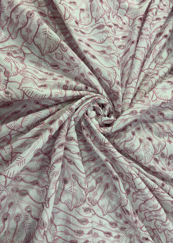 Beige & Pink Embroidered Hakoba