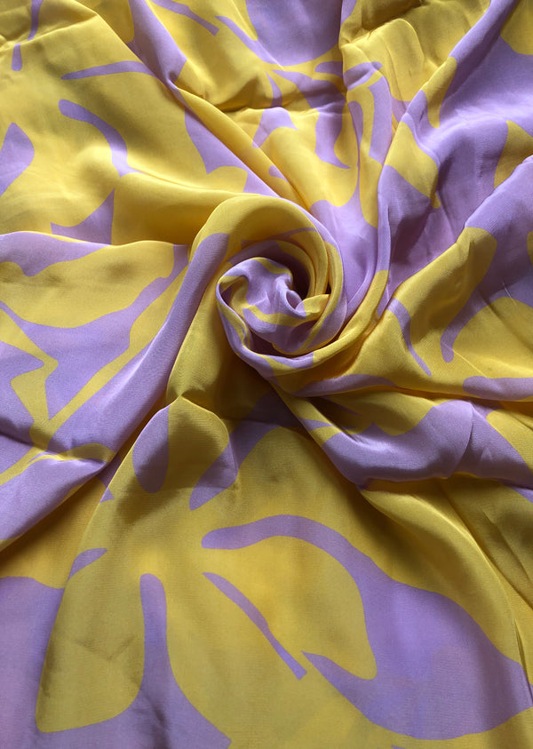 Yellow Floral Print Crepe
