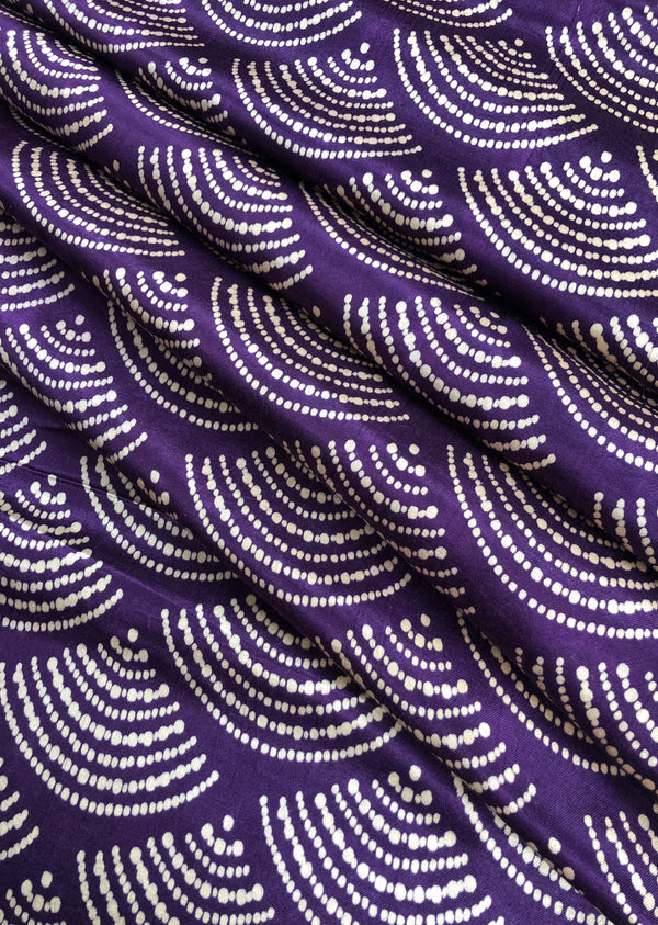 Purple Abstract Print Modal Satin