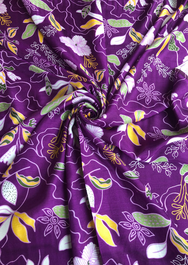 Purple Floral Print Muslin