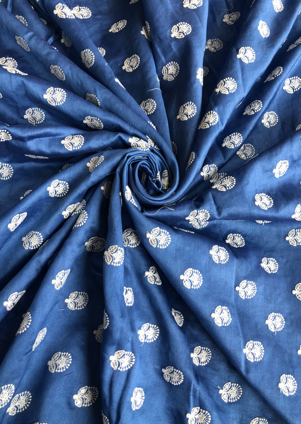 Blue Embroidered Chanderi