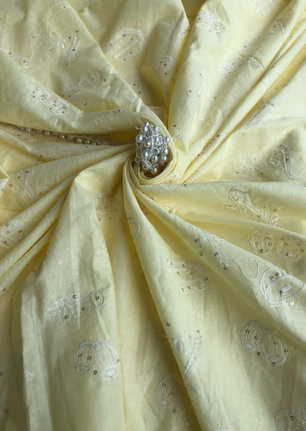 Light Yellow Embroidered Cotton