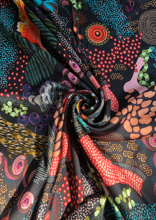 Multicolor Abstract Print Modal Satin