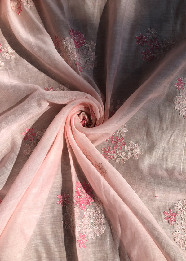Light Pink  Floral Embroidered