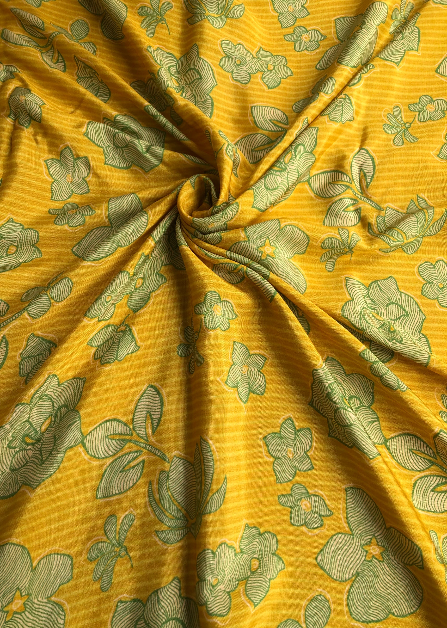 Yellow & Light Green Floral Muslin – Aparnaa Sarees