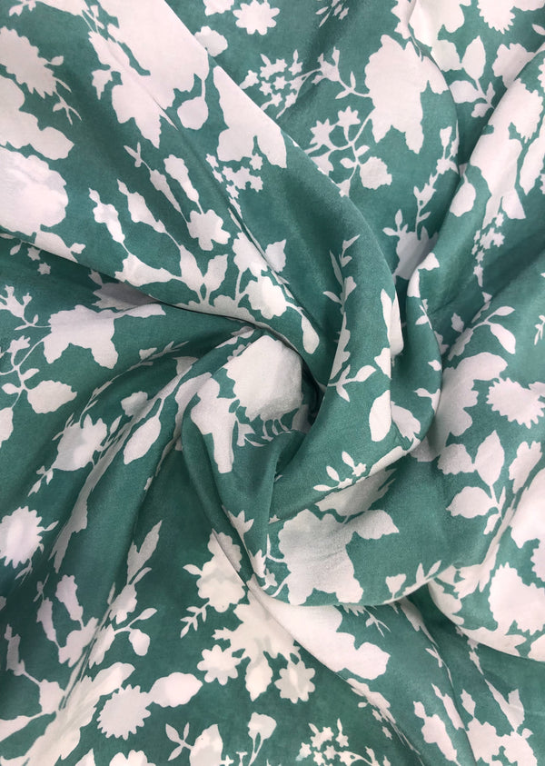 Sea Green Floral Print Crepe