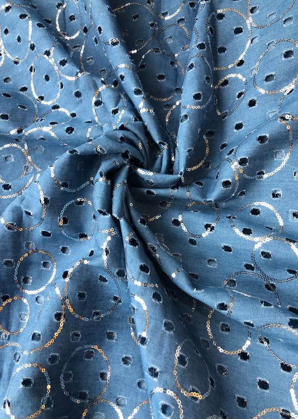 Denim With Sequins Embroidered