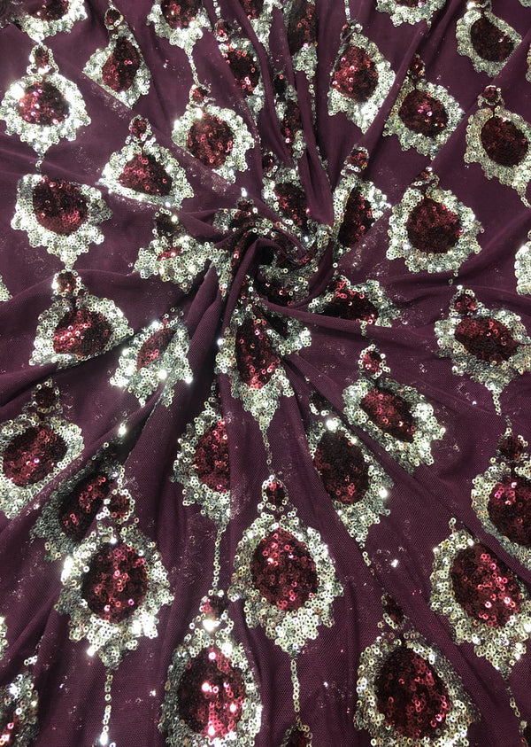Deep Purple Embroidered Imported Net