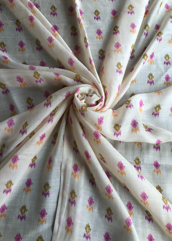 Off White Motif Print Muslin