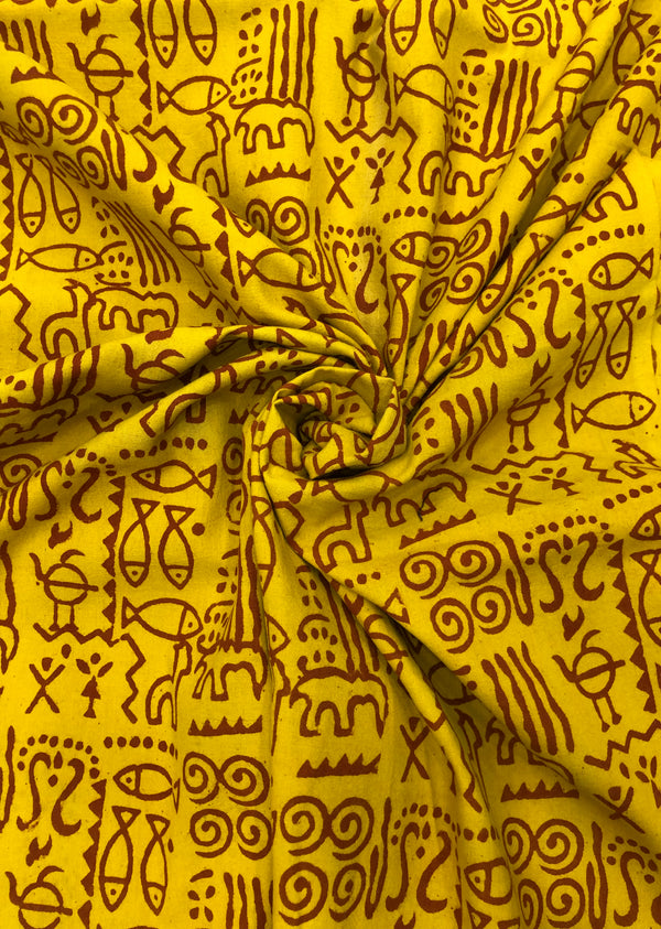 Yellow Abstract Print Bagru