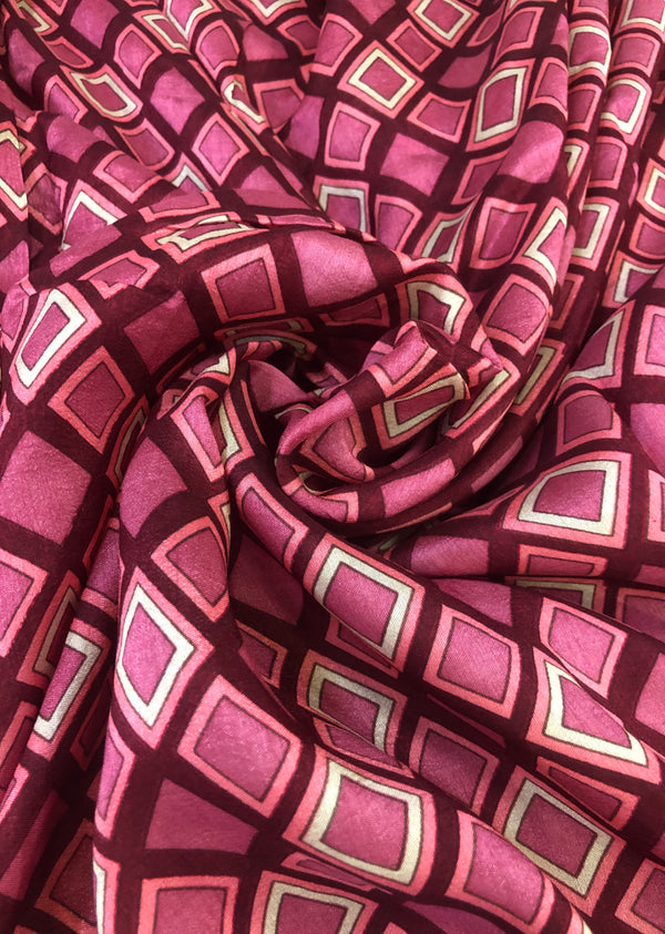 Maroon Box Pattern Printed Tussar