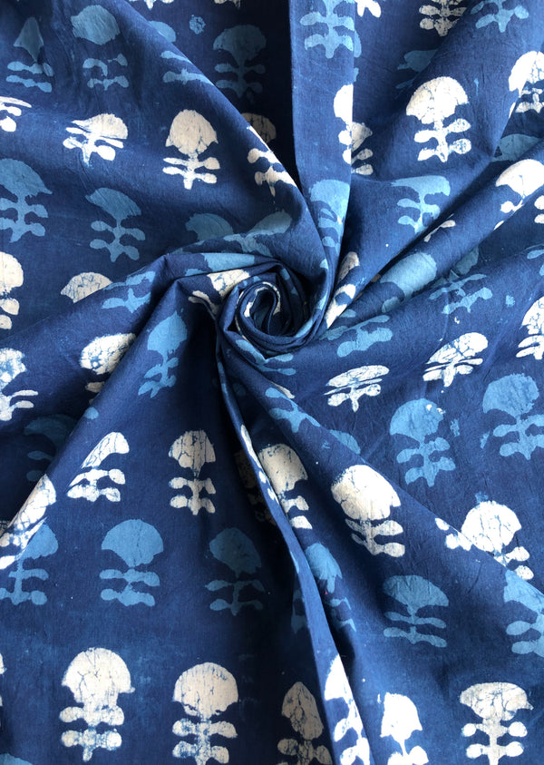 Floral Motif Print Indigo