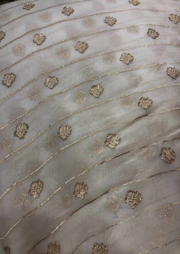 Organza Khadi Fabric with Jaal Embroidery