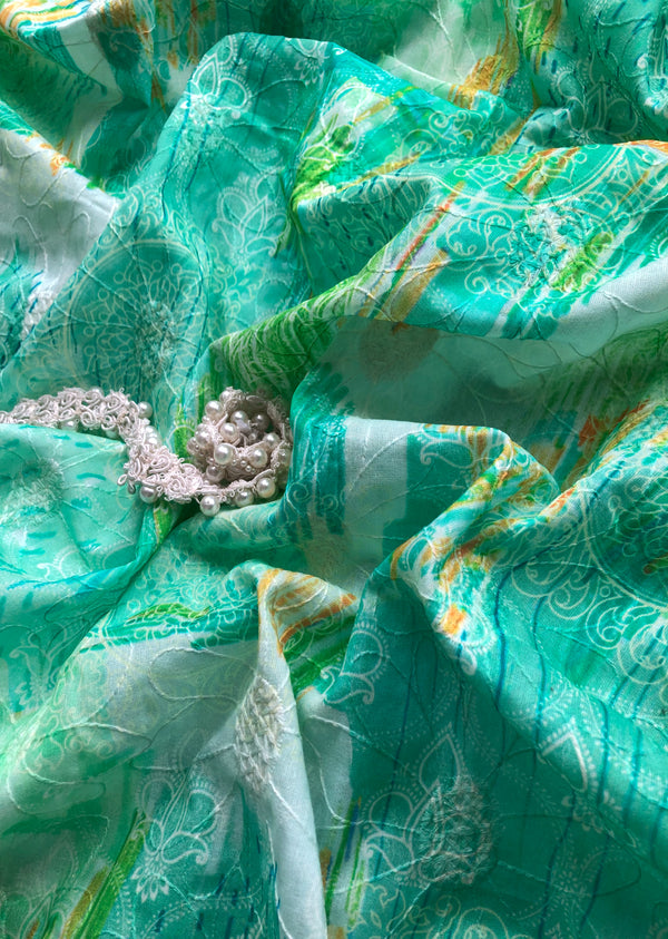 Multicolor Floral Embroidered Cotton