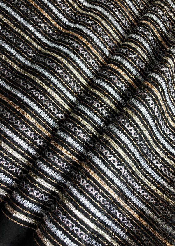 Black Embroidered Organza