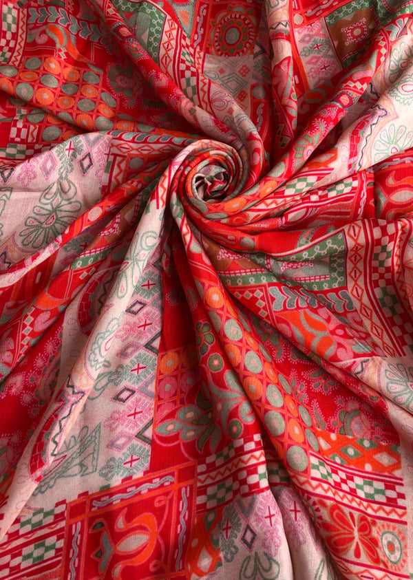 Multicolor Abstract Print Muslin