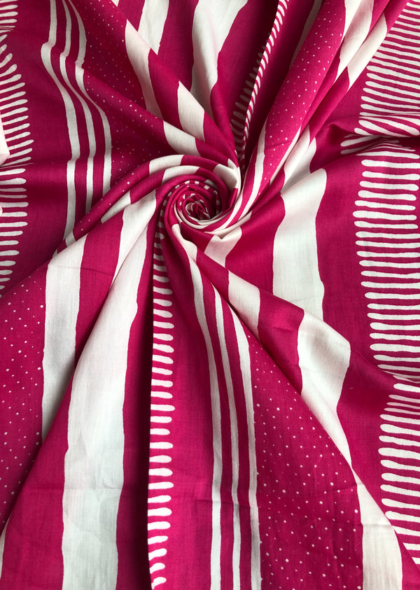 Pink Abstract Print Cotton Silk