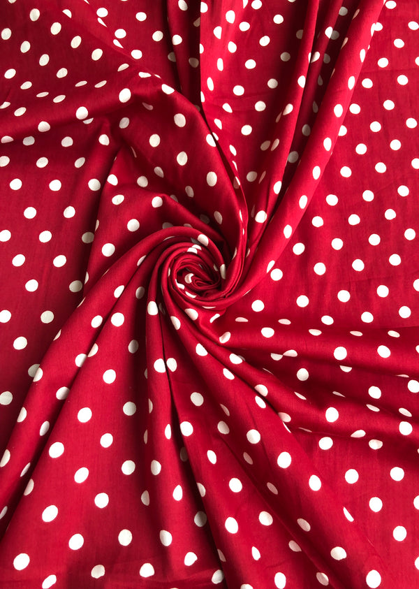 Red Polka Dot Cotton Silk