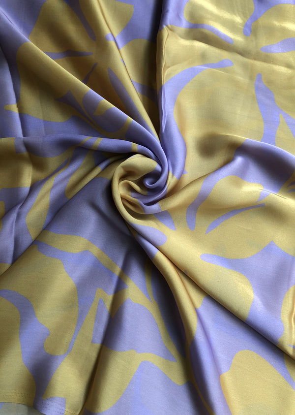 Lavender Abstract Print Satin Georgette