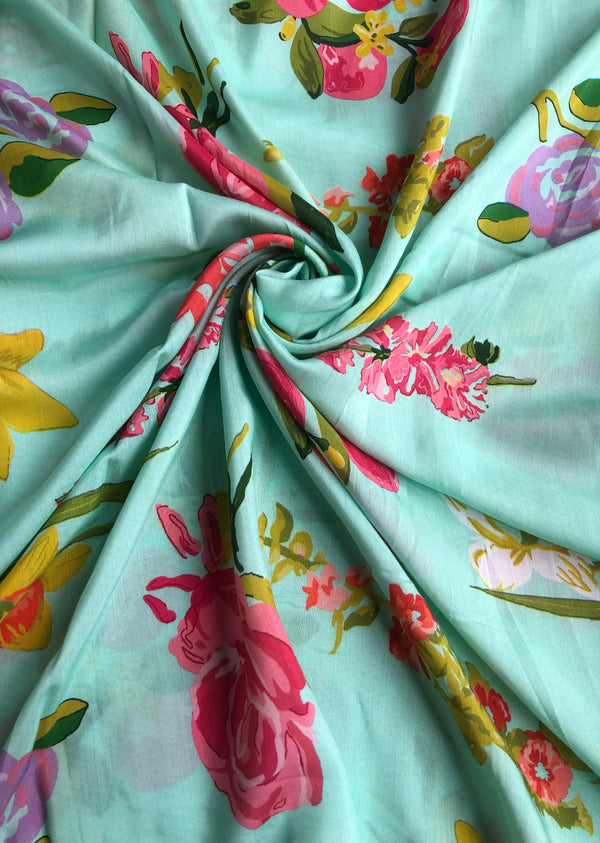Sky Floral Print Muslin