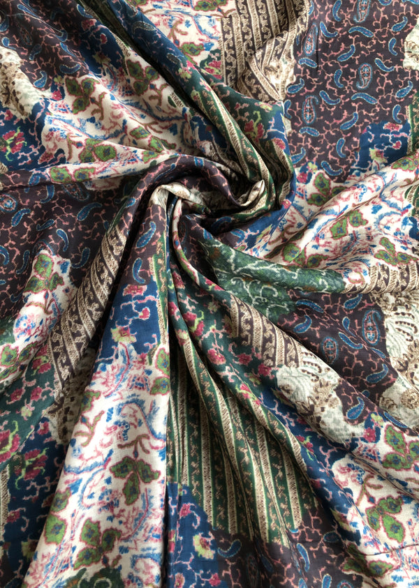 Green Patchwork Pattern Muslin