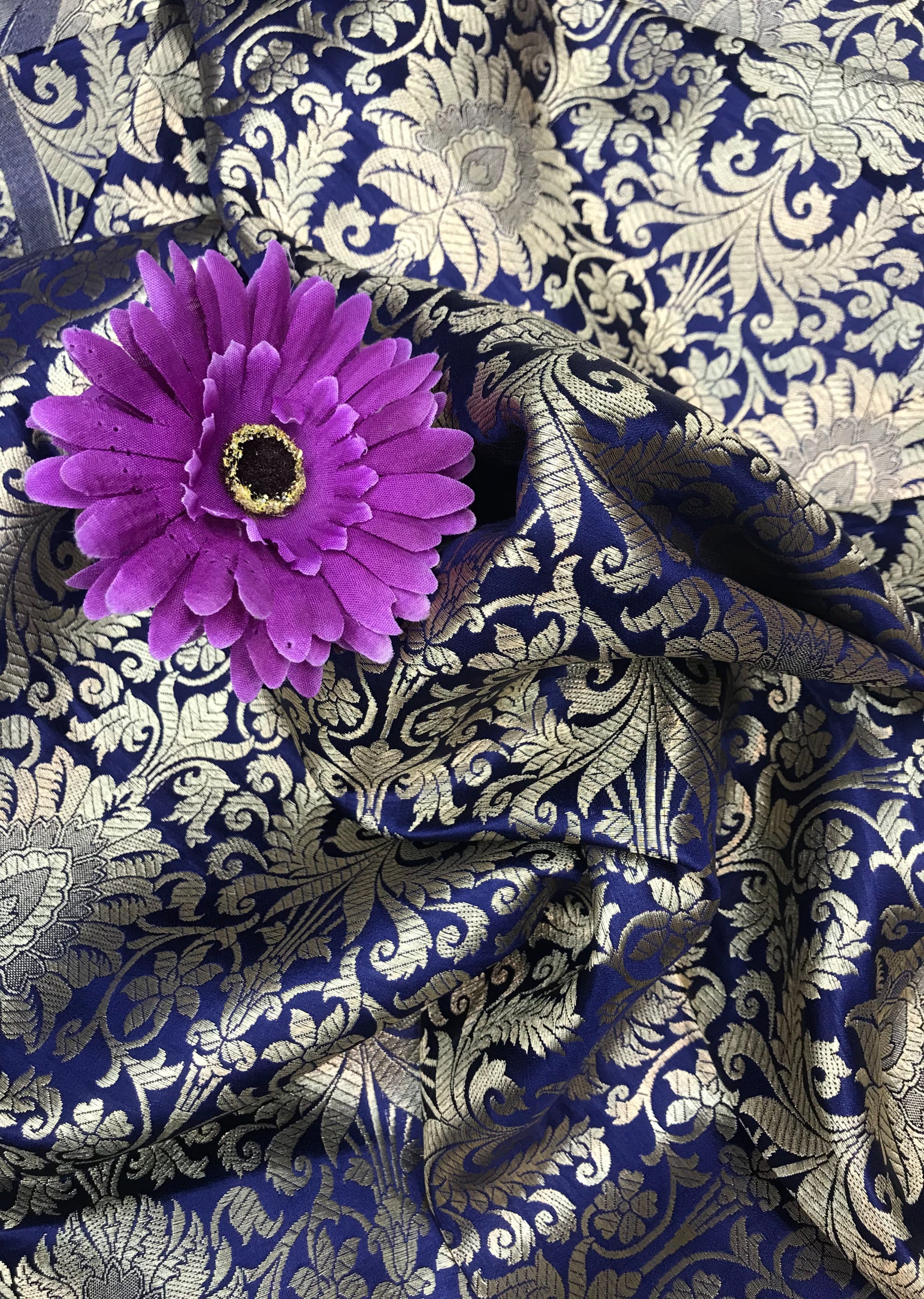Blue Raj Pattern Blue Jaal Pattern Brocade – Aparnaa Sarees
