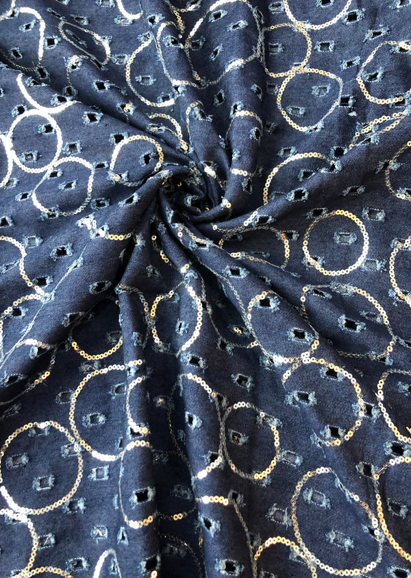 Denim With Sequins Embroidered