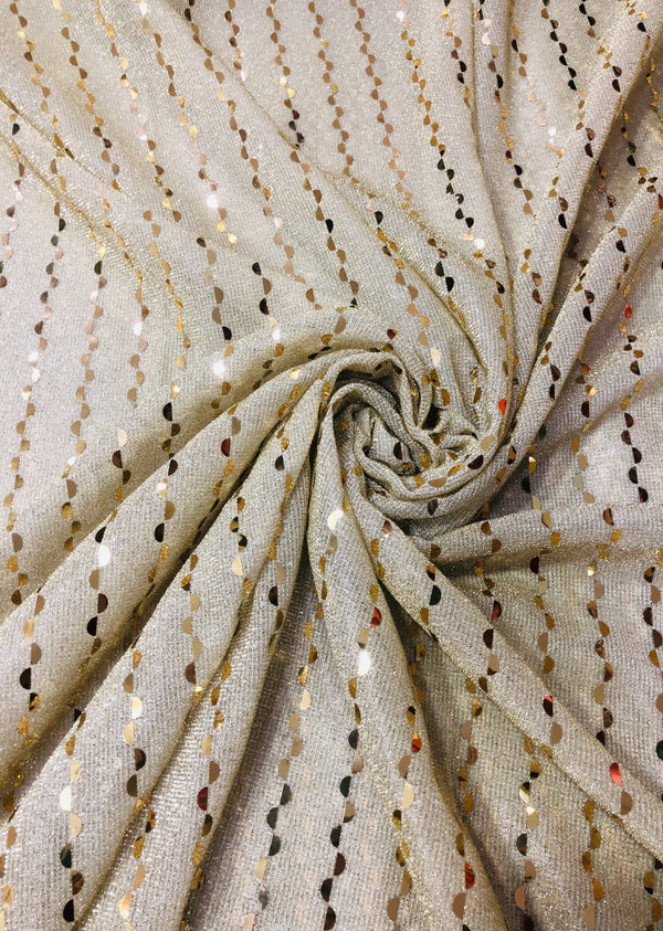 Beige Sequins Embroidered