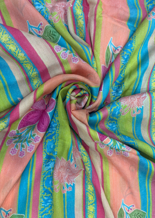 Multicolor Floral Print Chinon Chiffon