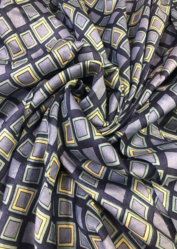 Blue Box Pattern Printed Tussar