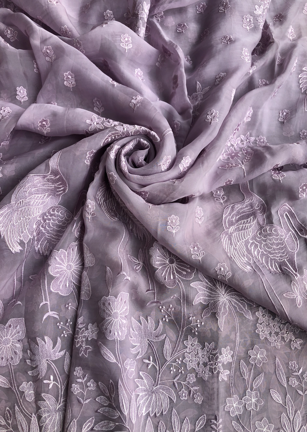 Lavender Embroidered Organza Georgette