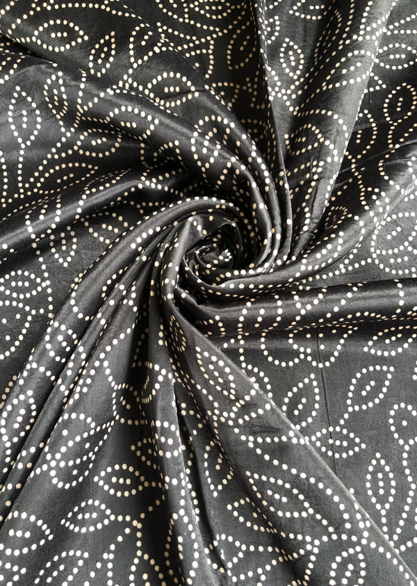 Black Abstract Print Modal Satin