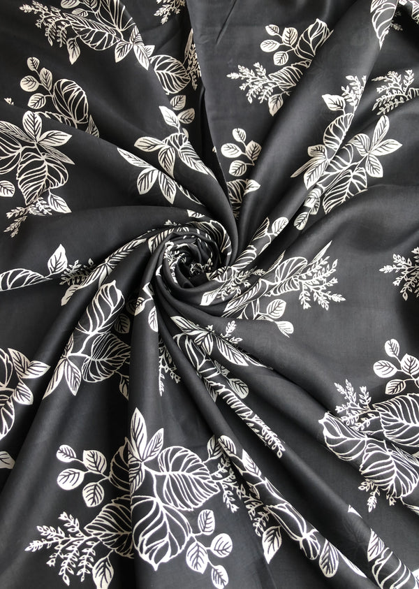 Black Floral Print Muslin