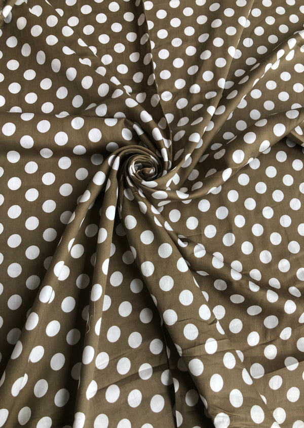 Olive Polka Dot Cotton Silk