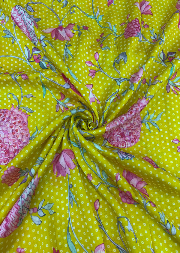 Yellow Jaal Print Chanderi