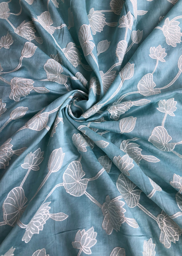 Sky  Jaal Embroidered Chanderi