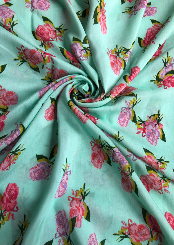 Sky Rose Printed Muslin