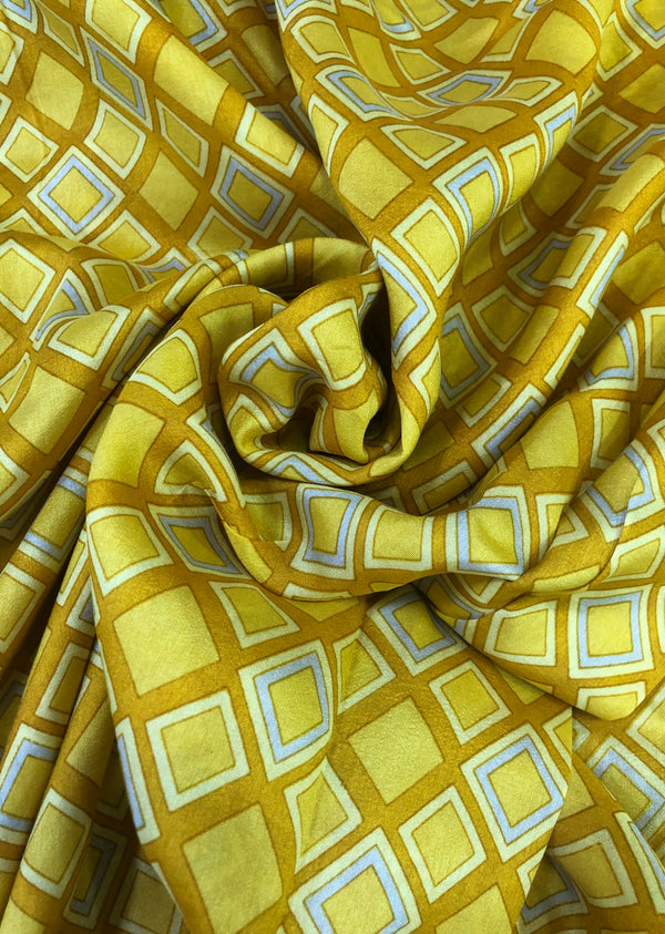 Mustard Box Pattern Printed Tussar